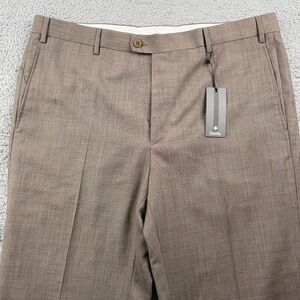 Zanella Pants Mens 40 Brown Wool Flat Front Dress Trousers Todd Unhemmed New